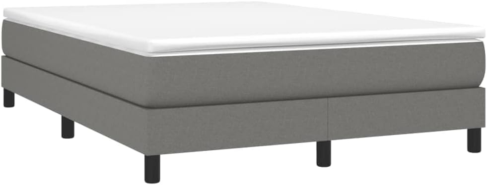 Dark Grey Polyester Full Bed Frame with Plywood and Engineered Wood, Breathable Fabric for Comfortable Sleep, Durable Design and Easy Assembly, Modern Bedroom Furniture