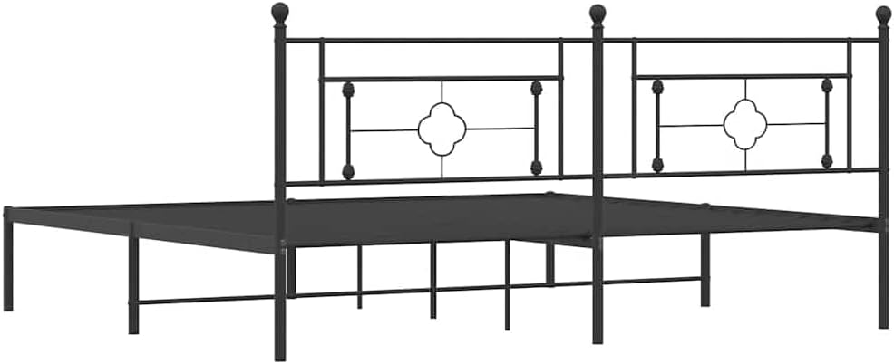 Metal Bed Frame with Headboard Black 76'x79.9' King Platform Steel Bedframe with Underbed Storage Space for Bedroom Furniture
