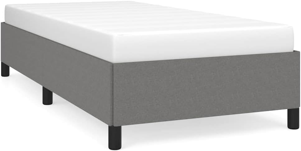 Dark Gray Twin Bed Frame with Polyester Upholstery and Plywood Construction for Modern Bedroom, 1 Piece, Engineered Wood Support Structure, Durable Sleek Design, Easy