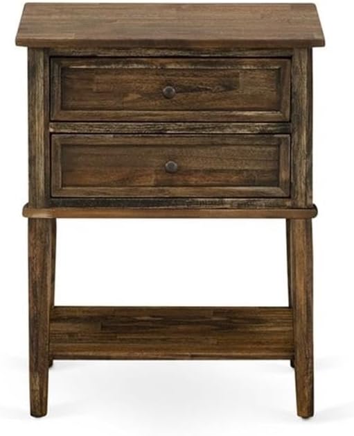 Pemberly Row 3-Piece King Bedroom Set, Engineered Wood and Faux Leather, Jacobean/Brown Finish, Includes Upholstered Platform Bed Frame and 2 Nightstands, Solid Wood Slats, Mid-Century Modern Style