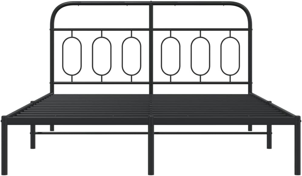 Queen Bed Frame with Headboard Black 59.1'x78.7' Steel Platform Bed Frame Sturdy Metal Bedframe for Bedroom, Guest Room, Durable Support & Underbed Storage Space