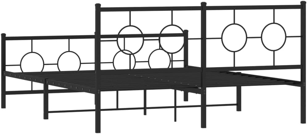 Metal Bed Frame with Footboard Queen Platform Steel Structure 59.1'x78.7' Black Sturdy Support Underbed Storage Space for Bedroom Guest Room