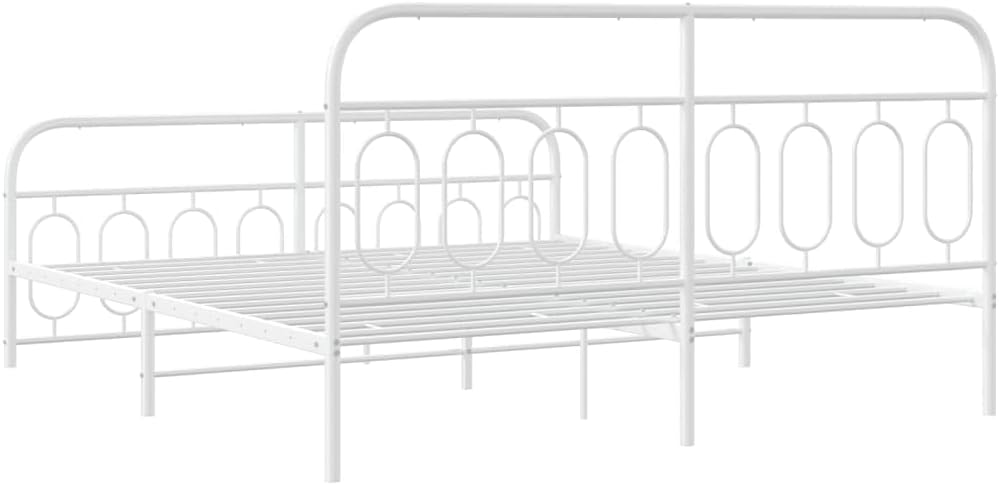 White Steel Full Bed Frame Modern Rectangular Design with Under Bed Storage and Breathable Material, Sturdy Metal Construction for Bedroom, Easy Assembly