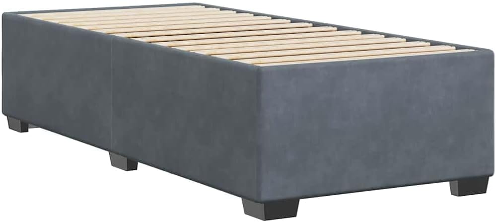 Dark Grey Velvet Twin XL Bed Frame with Plywood Engineered Wood Base for Modern Bedroom, Soft Upholstered Platform Bed with Sturdy Support and Easy Assembly