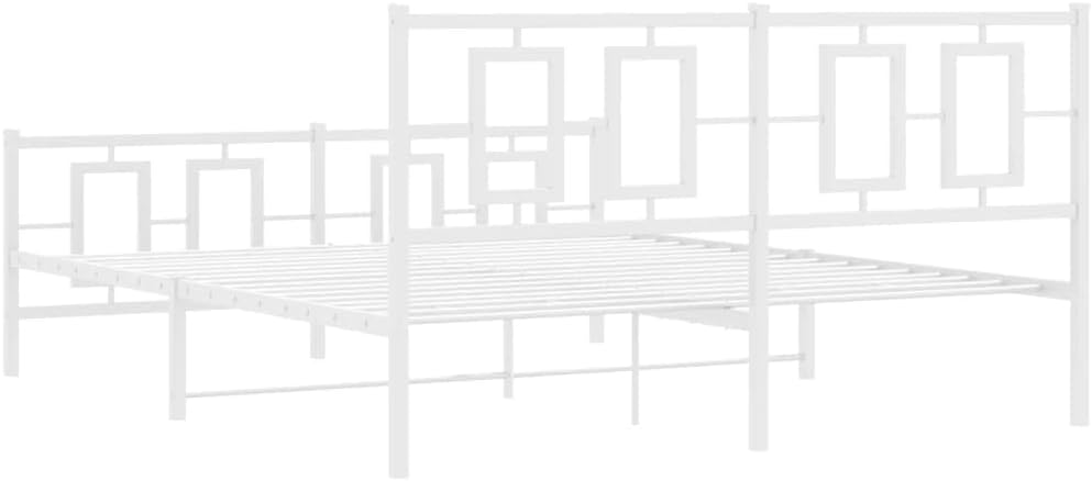 Metal Bed Frame Queen Platform Bed Frame with Footboard White Sturdy Steel Construction 59.1'x78.7' Underbed Storage for Bedroom Guest Room