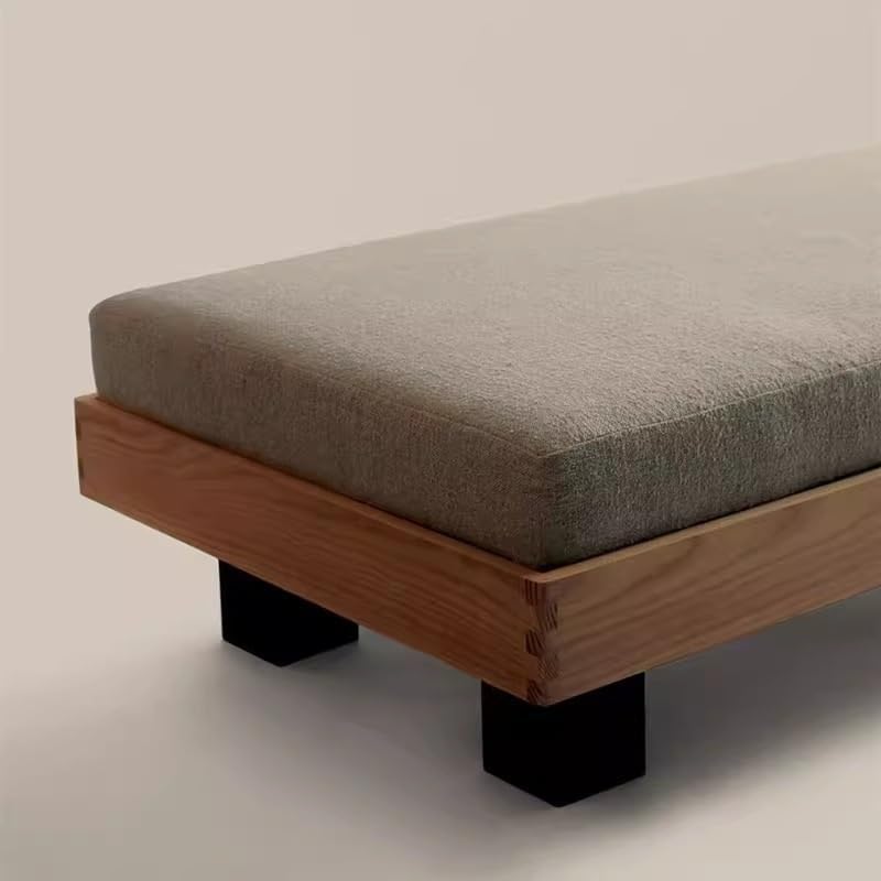 Nordic Solid Wood Bench Home Living Room Bedroom Bed End Hotel Guesthouse Entryway Shoe Stool Ottoman Couch Bench(120x50x42cm)