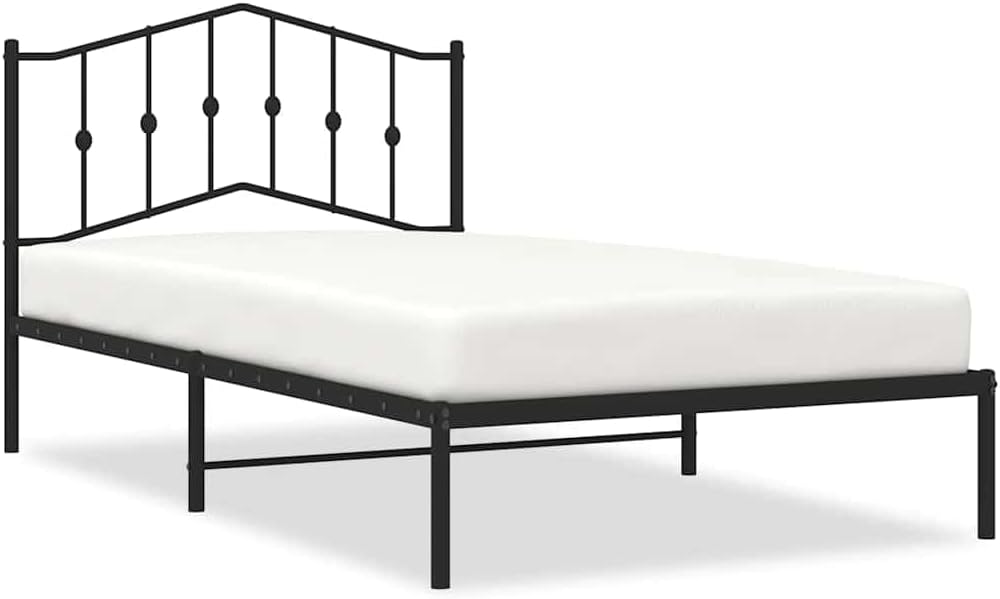 Modern Twin Bed Frame Black Steel Platform Bed Frame Rectangular Sleek Design for Bedroom Guest Room Space-Saving Furniture