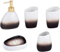 Vanity Bathroom Decor, Bathroom Accessory Set Ceramic Bathroom Accessories Set 450ml/15.2oz Soap Dispenser Gradient Brown Bathroom Set Housewarming Gift(5 Piece Set)
