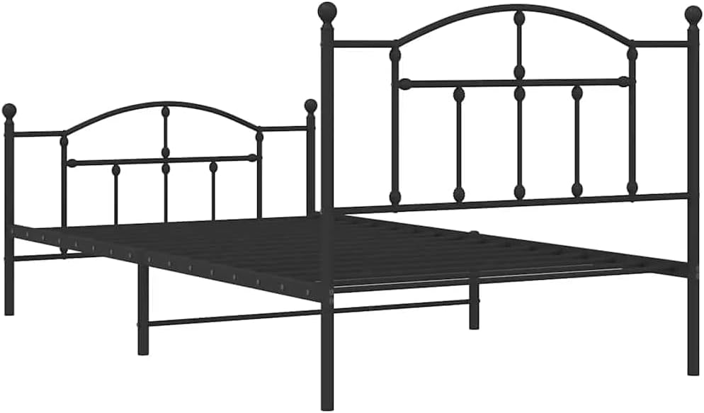 Twin XL Metal Bed Frame Black Steel Platform Bed with Headboard & Footboard, No Box Spring Needed, Sturdy Underbed Storage Space for Bedroom Furniture