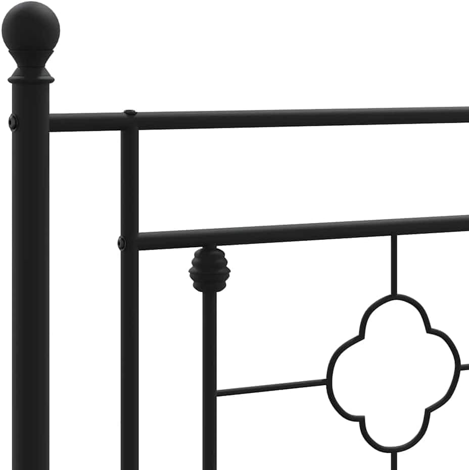 Metal Bed Frame with Headboard Black Steel Platform Bed Frame Sturdy Queen Size 39.4'x78.7' Underbed Storage Space for Bedroom Guest Room