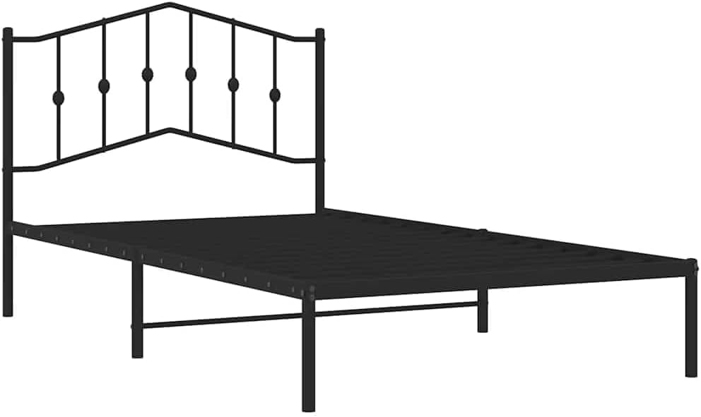 Black Steel Twin Bed Frame Rectangular Modern Design with Strong Metal Slats, 39.4 in x 78.7 in Dimensions, Powder-Coated Sleek Finish for Bedroom or Guest Room, Supports up
