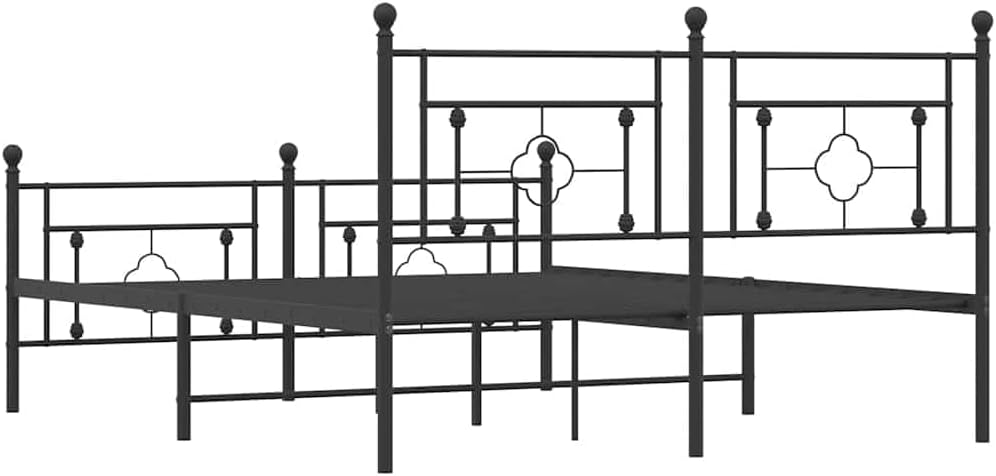 Metal Queen Bed Frame with Footboard Black 59.1'x78.7' Sturdy Steel Platform Bedframe with Underbed Storage Space for Bedroom Furniture