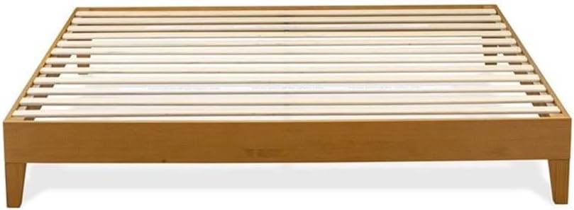 East West Furniture NVP-23-K King Size Bed Frame with 4 Hardwood Legs and 2 Extra Center Legs - Oak Finish