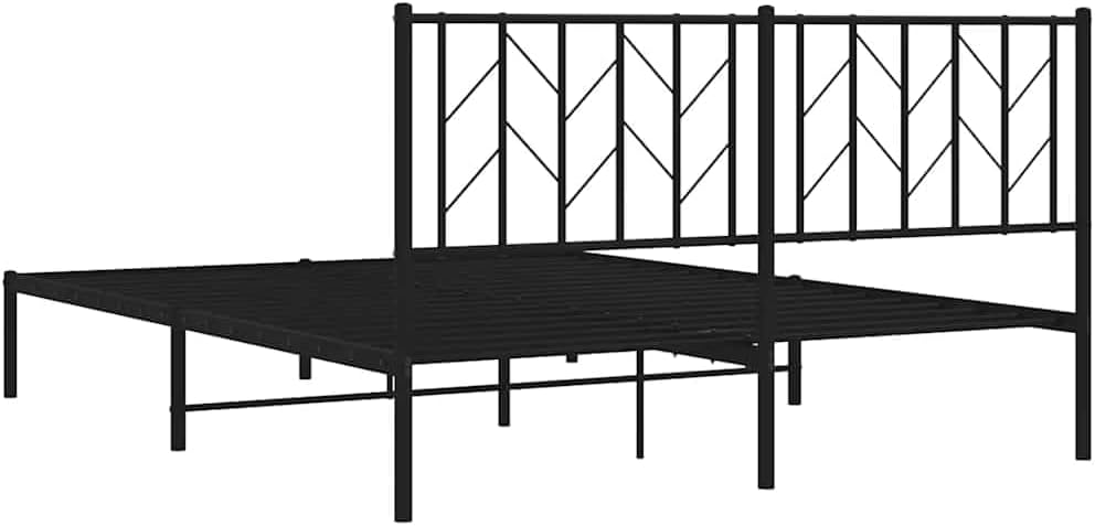 Queen Bed Frame Metal Platform Bed Frame with Headboard Black 59.1'x78.7' Sturdy Steel Construction Underbed Storage Space for Bedroom Guest Room Furniture