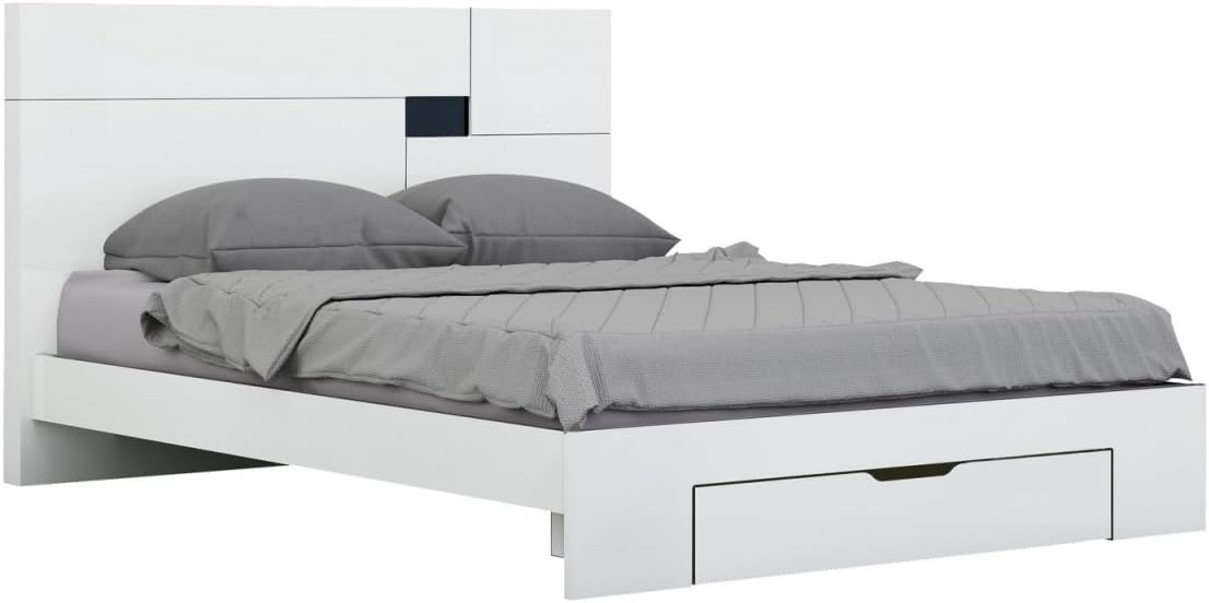 72 x 85 x 43 in. California King Modern White High Gloss Bedroom Set - 4 Piece