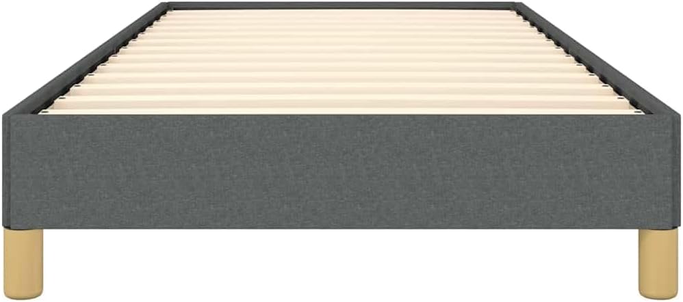 Dark Grey Polyester Twin XL Bed Frame with Plywood and Engineered Wood, Modern Upholstered Platform Base for Compact Spaces, Durable Support and Breathable Fabric Design