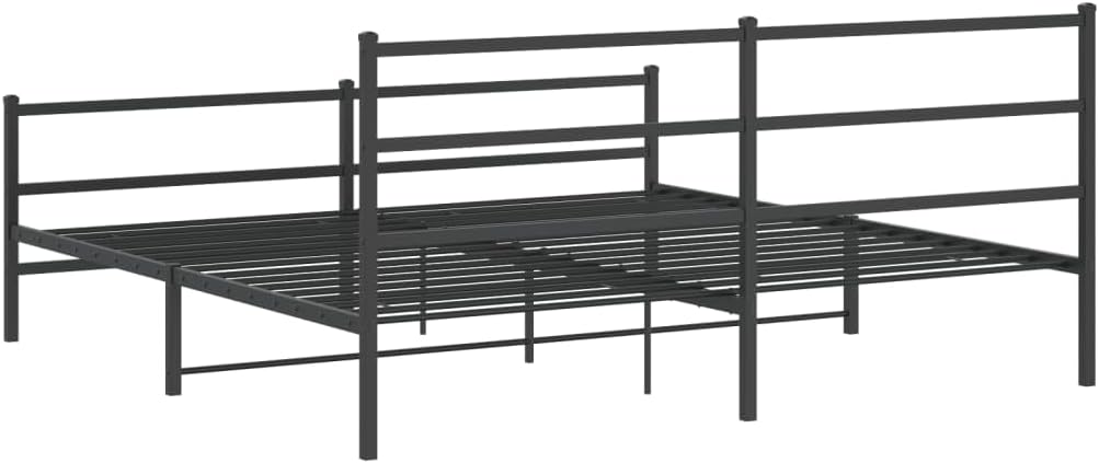 Modern Black Metal Bed Frame with Powder-Coated Steel Construction 76 x 79.9 Inches, Minimalist Design for Bedroom, Sturdy Support and Ample Underbed Storage Space, Easy