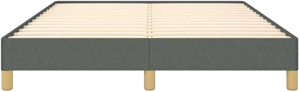 Full Upholstered Bed Frame Dark Gray Polyester Fabric Engineered Wood Modern Platform Bed with Sturdy Plywood Support 4 Pieces Set for Bedroom