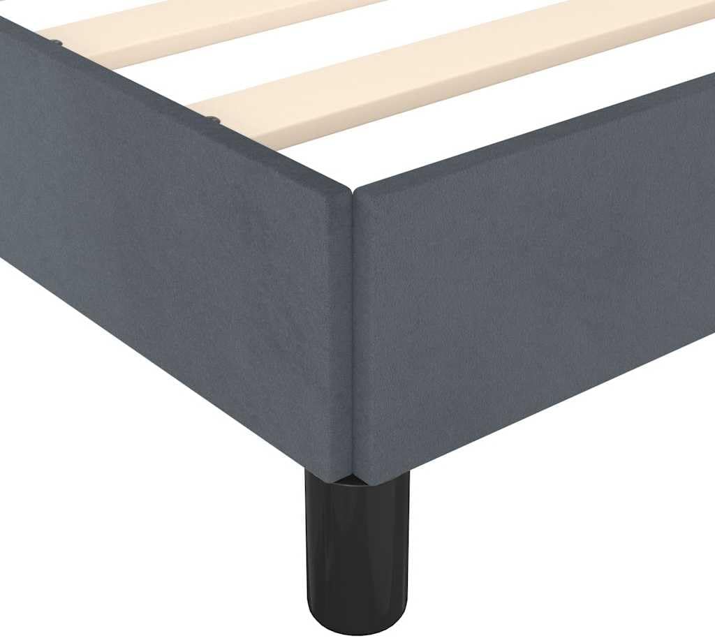 Dark Grey Velvet King Size Bed Frame with Engineered Wood Construction, Soft Touch Fabric Upholstery for Modern Bedroom, Durable Plywood Structure, Spacious Design