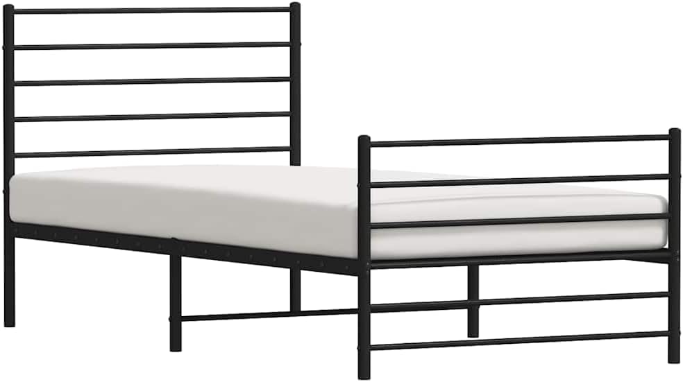 Twin Metal Bed Frame with Headboard Black Rectangular Steel Frame Underbed Storage Space Powder Coated Finish for Bedroom