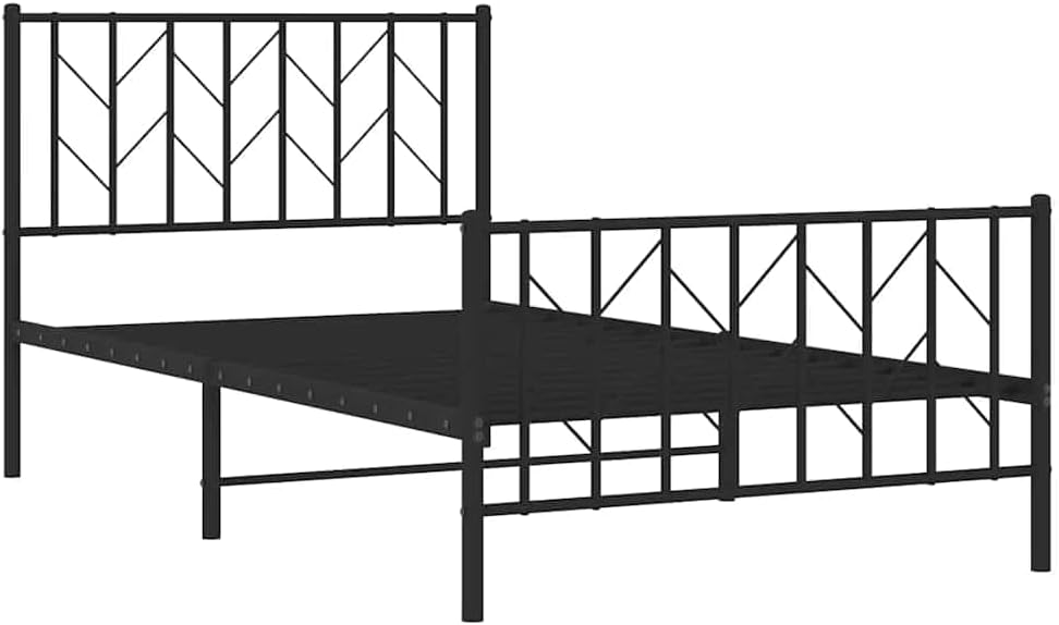 Metal Bed Frame with Footboard Black Twin Size 39.4'x78.7' Sturdy Steel Platform Bedframe Underbed Storage Space for Bedroom Guest Room