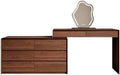 Compact Vanity Stylish Walnut Wood Vintage Makeup Desk with Expandable Corner Design Perfect for Bedroom Storage Space Saving