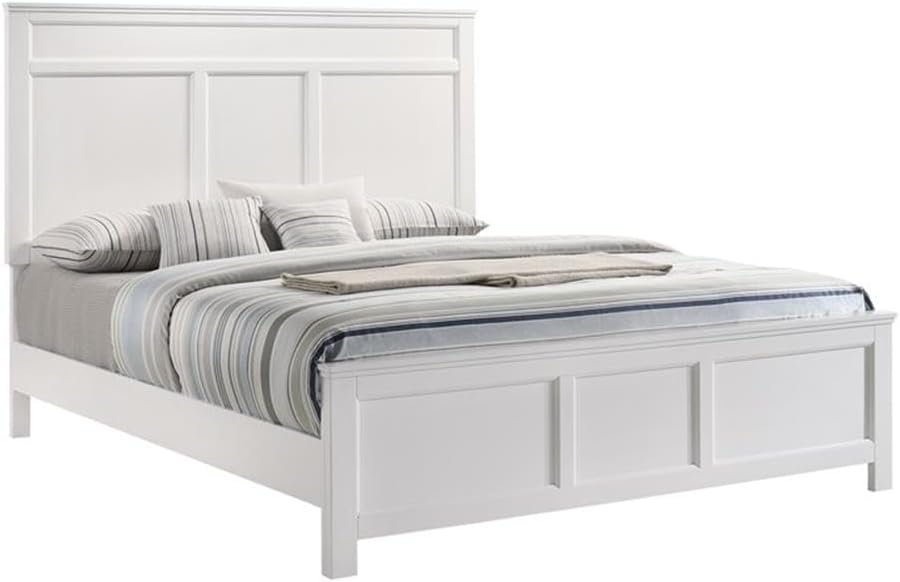 New Classic Andover 4-Piece Wood King Bedroom Set with Nightstand in White