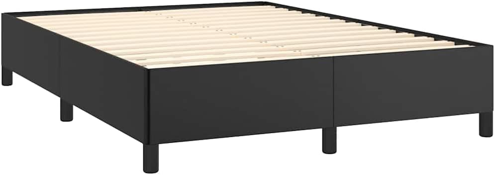 Black Faux Leather Full Bed Frame with Plywood Engineered Wood, Modern Minimalist Design for Master Bedroom, Luxurious Matte Finish and Durable Support Structure