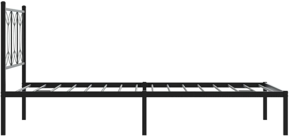 Metal Bed Frame with Headboard Black Twin Size Steel Platform Bedframe Underbed Storage Space Durable Bed Base for Bedroom