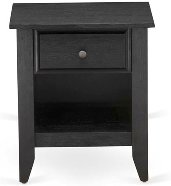 Pemberly Row Traditional 2-Piece Wood King Bedroom Set, Brown & Black Finish, Engineered Wood & Faux Leather, Upholstered Bed with Solid Wood Slats, Mid-Century Nightstand, Easy Assembly