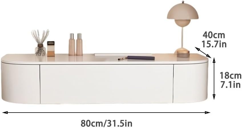 Wall Mounted Floating Vanity Table with Drawer, Minimalist Makeup Desk for Bedroom and Small Spaces, Modern Wall Hung Dressing Table Without Mirror, White Corner Floating Desk Dresser(80cm/31.5in)