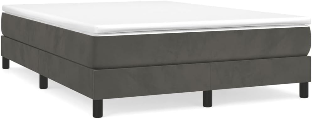 Dark Grey Velvet Queen Bed Frame with Plywood and Engineered Wood Construction, Durable Modern Platform Bed with Soft Velvet Upholstery and Spacious Dimensions for Bedroom
