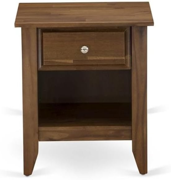 East West Furniture GB28K-1GA08 2-Piece Platform King Size Bedroom Set with Button Tufted King Frame and 1 Antique Walnut Night Stand - Brown faux Leather with Brown Texture and Black Legs