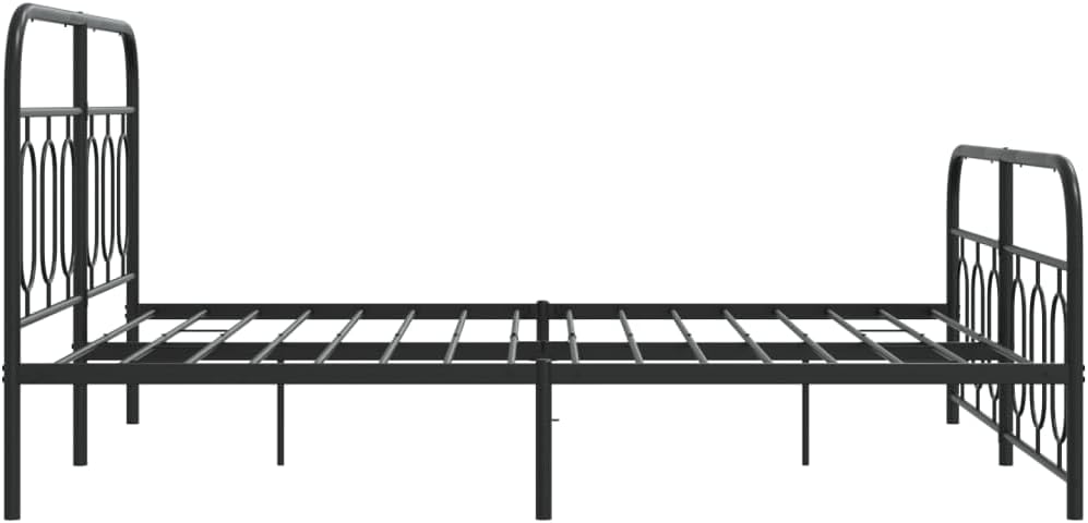 Queen Bed Frame Steel Platform Bed with Footboard Black 59.1'x78.7' Sturdy Metal Frame Underbed Storage Space for Bedroom Guest Room Furniture