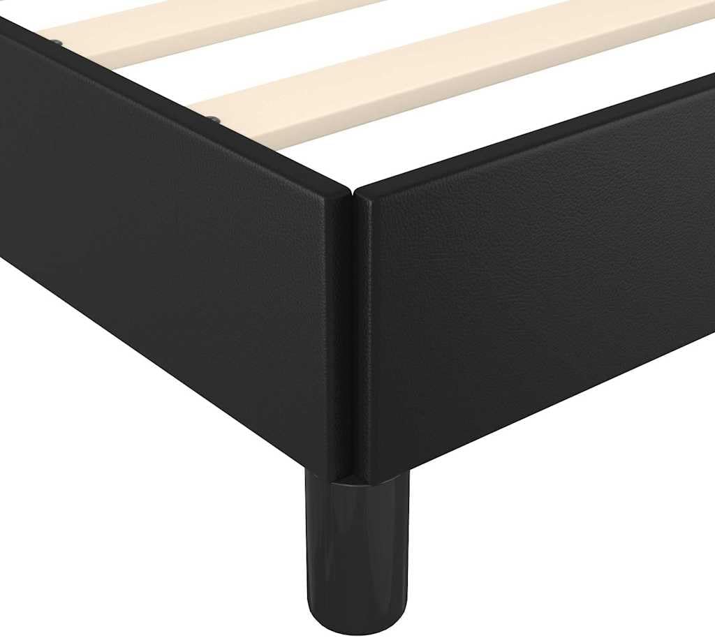 King Size Bed Frame with Faux Leather Finish and Engineered Wood Construction, Black Contemporary Minimalist Design, Supports Up to 1102.3 lb, Durable and Easy Assembly