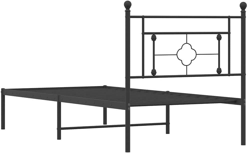 Metal Bed Frame with Headboard Black Steel Platform Bed Frame Sturdy Queen Size 39.4'x78.7' Underbed Storage Space for Bedroom Guest Room