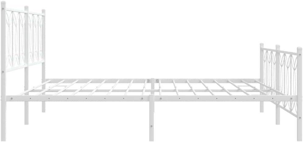 Metal Platform Bed Frame with Footboard White 76'x79.9' King Size Steel Frame Sturdy Bedframe with Underbed Storage Space for Bedroom Furniture