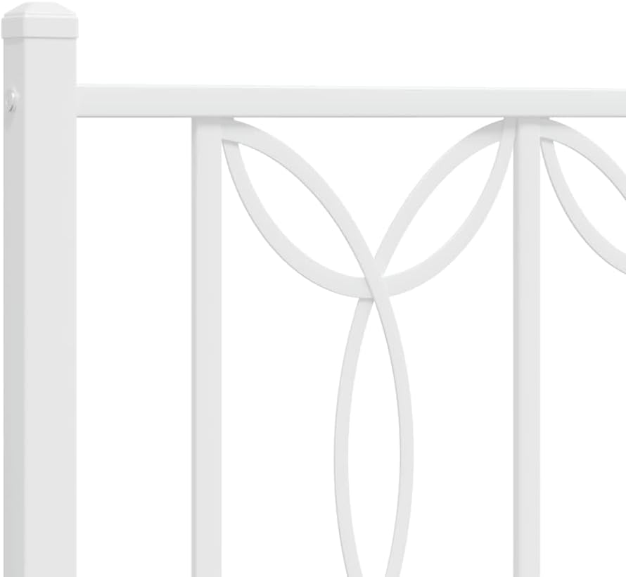 White Metal Bed Frame with Headboard Steel Platform Base 39.4'x78.7' Twin/Queen Size Sturdy Bedframe for Bedroom with Underbed Storage Space