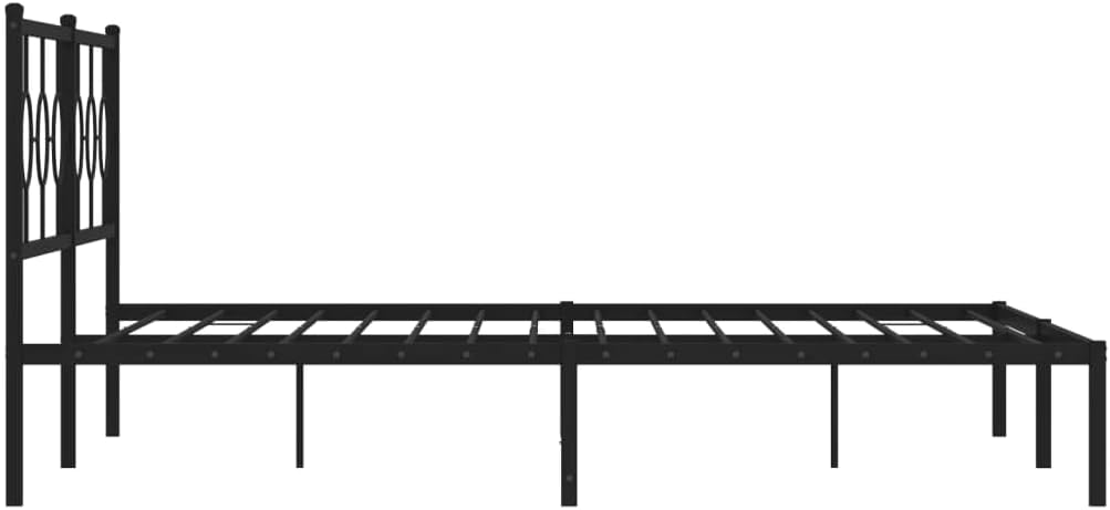 Metal Bed Frame with Headboard Black King Size 76'x79.9' Sturdy Steel Platform Bedframe Underbed Storage Space for Bedroom