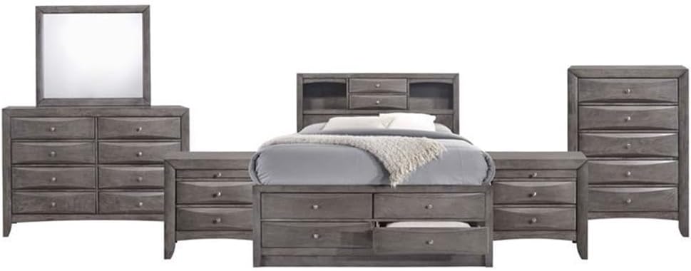 Picket House Furnishings Madison King Storage 6 Piece Bedroom Set in Gray