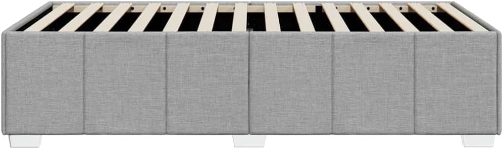 Light Grey Twin XL Bed Frame Fabric and Sturdy Support for Modern Living Spaces, Breathable Surface and Minimalist Style, 4-Piece Set for Easy Assembly