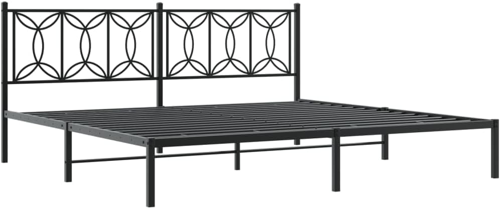 Black Steel Full Bed Frame Rectangular Modern Design with Breathable Material and Ample Storage Space, Durable Sturdy Construction for Solid Support and Stability, Easy