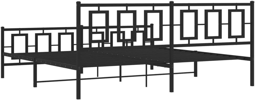 Metal Bed Frame King Size with Footboard Steel Platform Bed Frame Black Sturdy Construction Underbed Storage Space for Bedroom Guest Room Furniture
