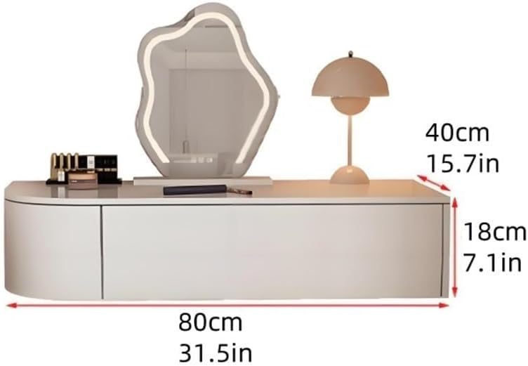 Corner Floating Desk with Drawers Modern White Wall-Mounted Vanity Makeup Table for Room & Bathroom Long-Lasting(Left)