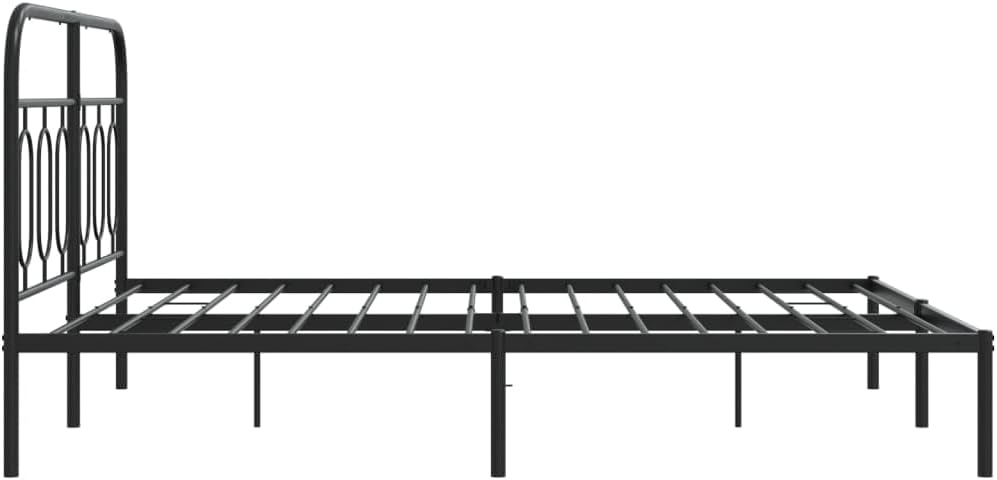 Queen Bed Frame with Headboard Black 59.1'x78.7' Steel Platform Bed Frame Sturdy Metal Bedframe for Bedroom, Guest Room, Durable Support & Underbed Storage Space