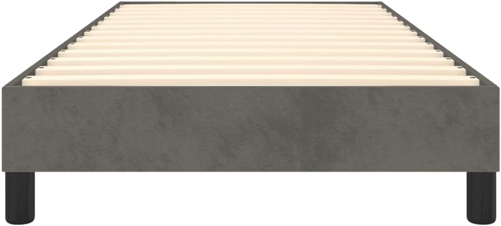 Dark Grey Twin XL Velvet Bed Frame with Luxurious Upholstery and Sturdy Plywood Construction for Modern Bedroom, Soft Velvet Finish, Engineered Wood, Easy Assembly, Compact