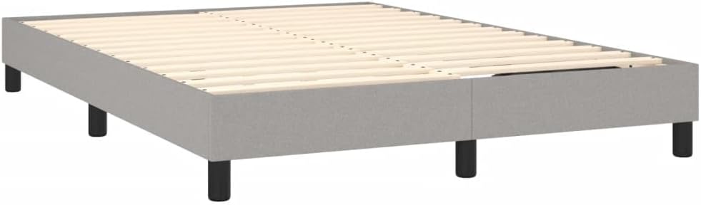 Light Grey Queen Fabric Bed Frame with Textured Finish, Durable Plywood and Engineered Wood Construction, Spacious Design for Two Adults, Easy Maintenance, Modern Bedroom