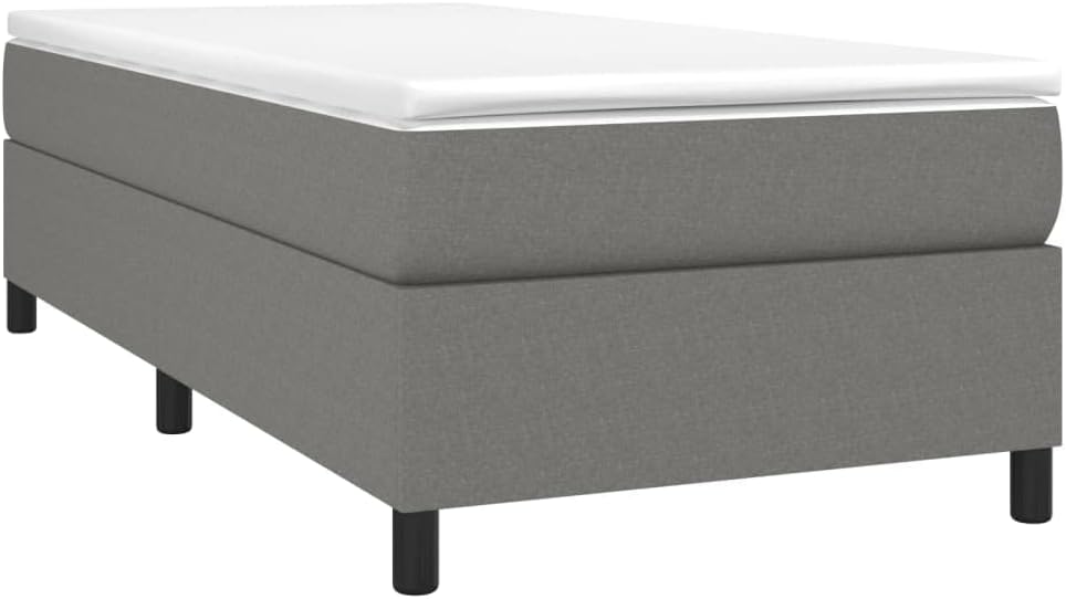 Dark Gray Twin Fabric Bed Frame with Polyester Plywood Engineered Wood, Breathable Material and Sturdy Construction for Modern Bedroom, Durable Design Soft Fabric Cover Sleek