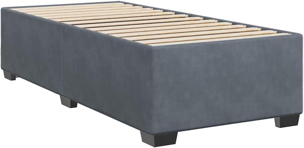 Dark Grey Velvet Twin XL Bed Frame with Plywood Engineered Wood Base for Modern Bedroom, Soft Upholstered Platform Bed with Sturdy Support and Easy Assembly