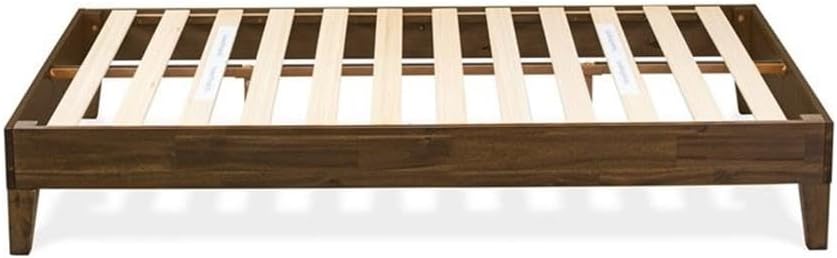 East West Furniture NVP-22-F Full Size Bed Frame with 4 Hardwood Legs and 2 Extra Center Legs - Walnut Finish